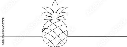 Fotografija Pineapple one continuous line art, Vector illustration, One line art, Line art g