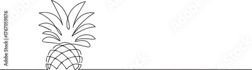 Fotografija Pineapple one continuous line art, Vector illustration, One line art, Line art g