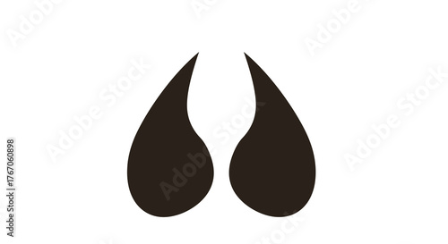 Stylized black drop design on white background for creative branding