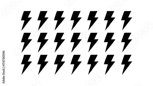 Black lightning bolt icons pattern energy electric power thunder flash strike storm danger vector 100 char