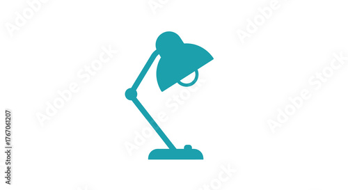 Minimalist table lamp icon in turquoise with white background