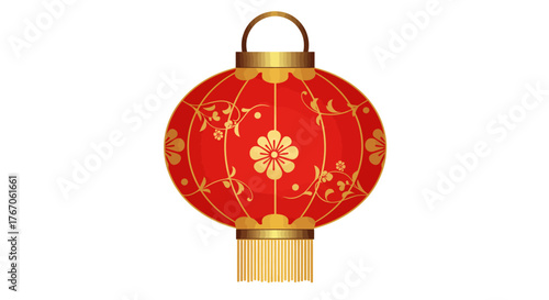 Elegant red lantern with floral design and gold accents for celebrations