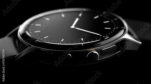 黒背景に浮かぶ高級感ある腕時計のクローズアップ「生成AI」