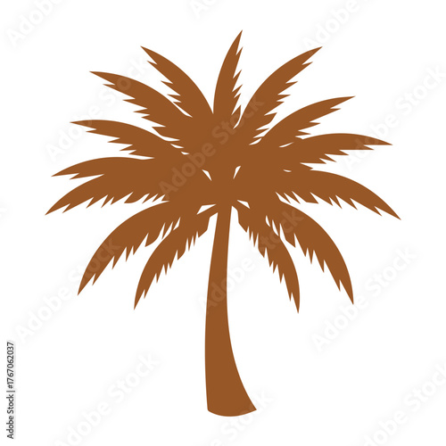 Stylized silhouette of a tropical palm tree with a textured trunk and fronds