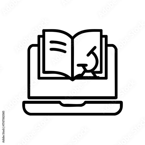laptop with book and microscope outline clip art preview