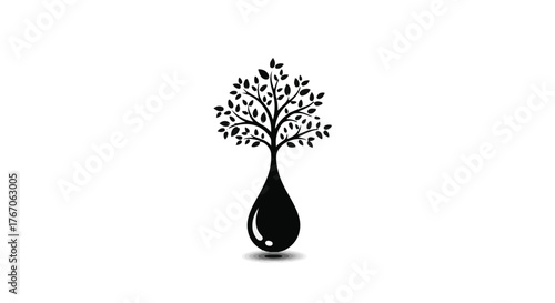 Symbol of nature and petroleum in a minimalist design, representing growth and resources.