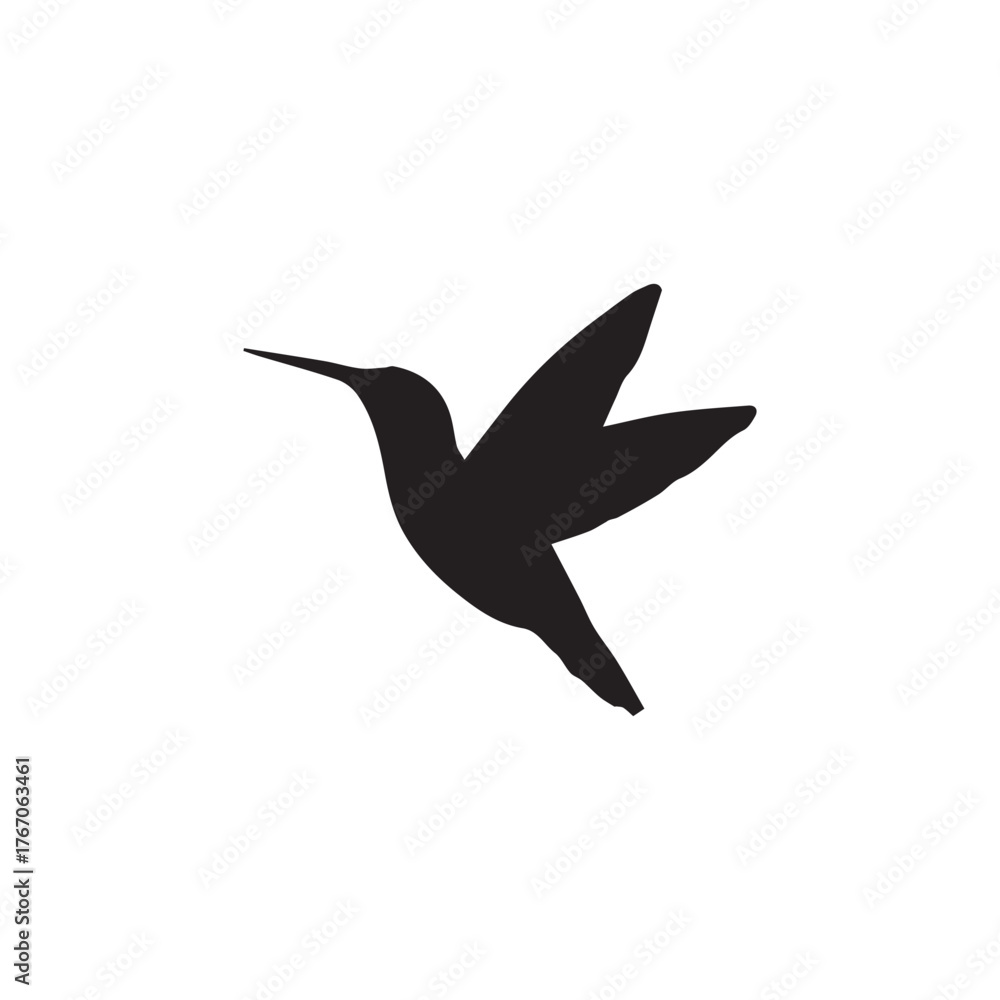 Fototapeta premium Hummingbird sheet silhouette vector with white background