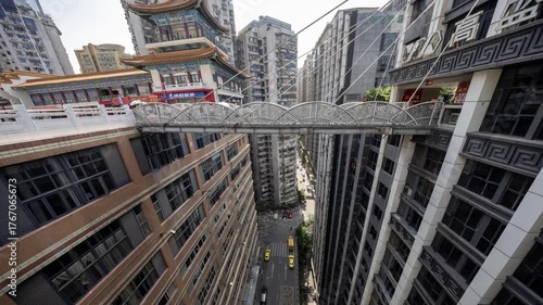 multi level chongqing city in china, looking down from a public square