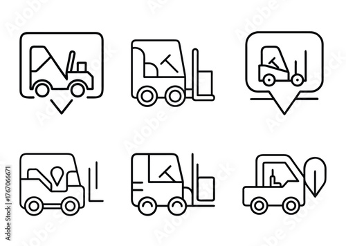 Forklift truck icons in vector format perfect for logistics and industry use