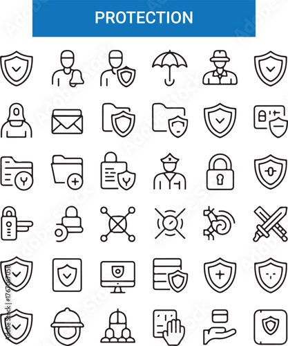 Protection icon pack dual tone collection set 
