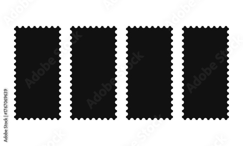 Four Tall Rectangles Perforated Postage Stamps