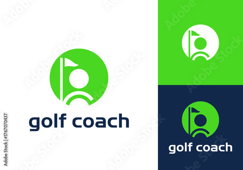 abstract golf sports coach logo design concept