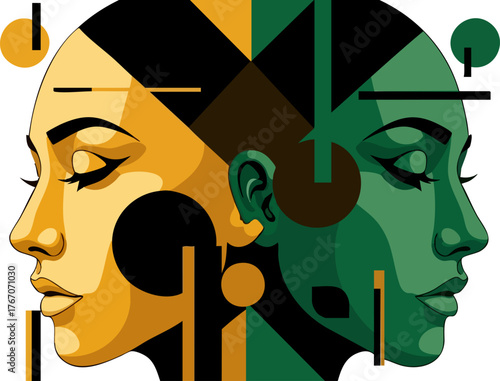 Abstract portrait showcases duality with geometric art