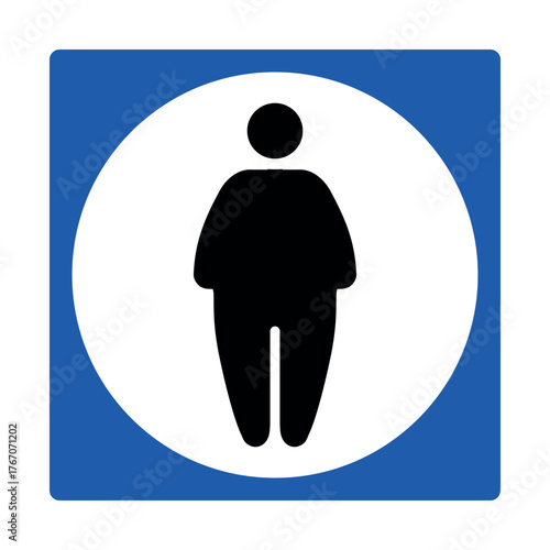 Blue priority access sign with silhouette for individuals with obesity in public facilities