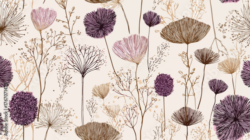 Elegant Beige Vector Pattern with Purple and Brown Gradient