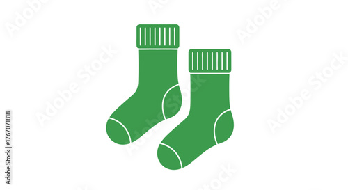Cozy green socks ready for comfort on a white background