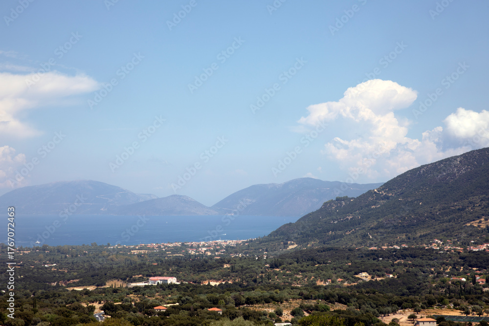 Obraz premium Kefalonia - Greece - August 15, 2025: The inside landscape, Kefalonia, Greece.