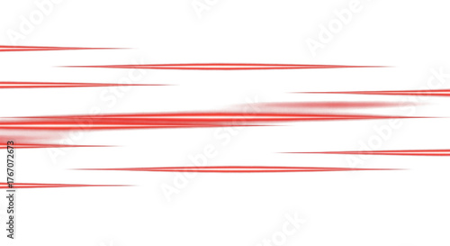 glowing red neon light streaks horizontal motion blur futuristic laser lines speed trail effect on solid black background high contrast cinematic sci-fi energy flow modern ab clean png