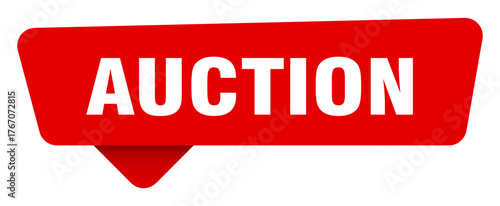 auction red sticker isolated on transpatent background. auction sign