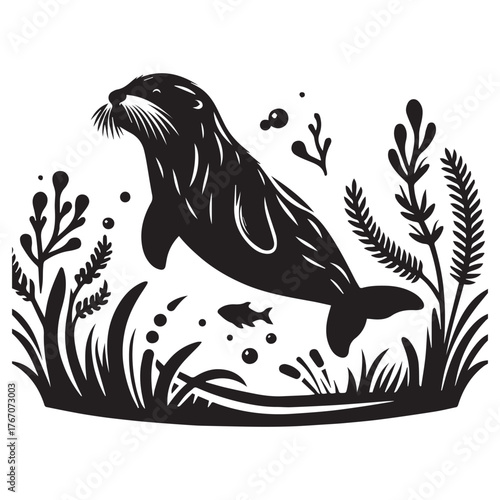 vector illustration of a Sea otter