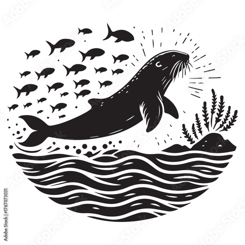 vector illustration of a Sea otter