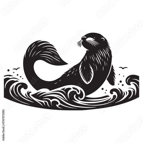 vector illustration of a Sea otter