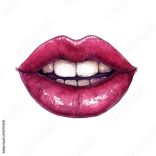 Tongue Ring, watercolor vector, isolated on a white background.