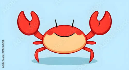 red, crab, cartoon, character, vector, illustration, sea, ocean, marine, crustacean, cute, funny, playful, animal, wildlife, aquatic, beach, seaside, claw, shell, minimal, flat, line, outline, graphic