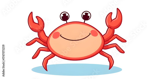 red, crab, cartoon, character, vector, illustration, sea, ocean, marine, crustacean, cute, funny, playful, animal, wildlife, aquatic, beach, seaside, claw, shell, minimal, flat, line, outline, graphic