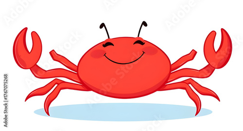 red, crab, cartoon, character, vector, illustration, sea, ocean, marine, crustacean, cute, funny, playful, animal, wildlife, aquatic, beach, seaside, claw, shell, minimal, flat, line, outline, graphic