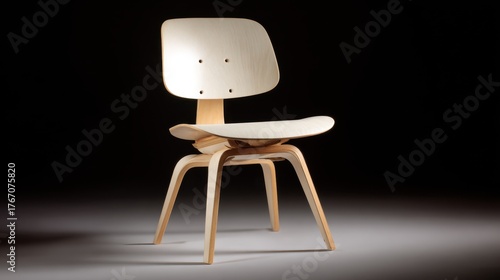 Wallpaper Mural Eames DCW Chair - A 1951 Icon of Modern Furniture Design, Isolated in a White Interior Setting with a Three-Dimensional Perspective Torontodigital.ca