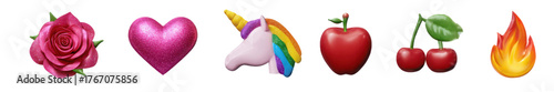 PNG Colorful emoji symbols collection, element set on transparent background
