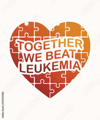 A puzzle heart with text supporting leukemia awareness and unity