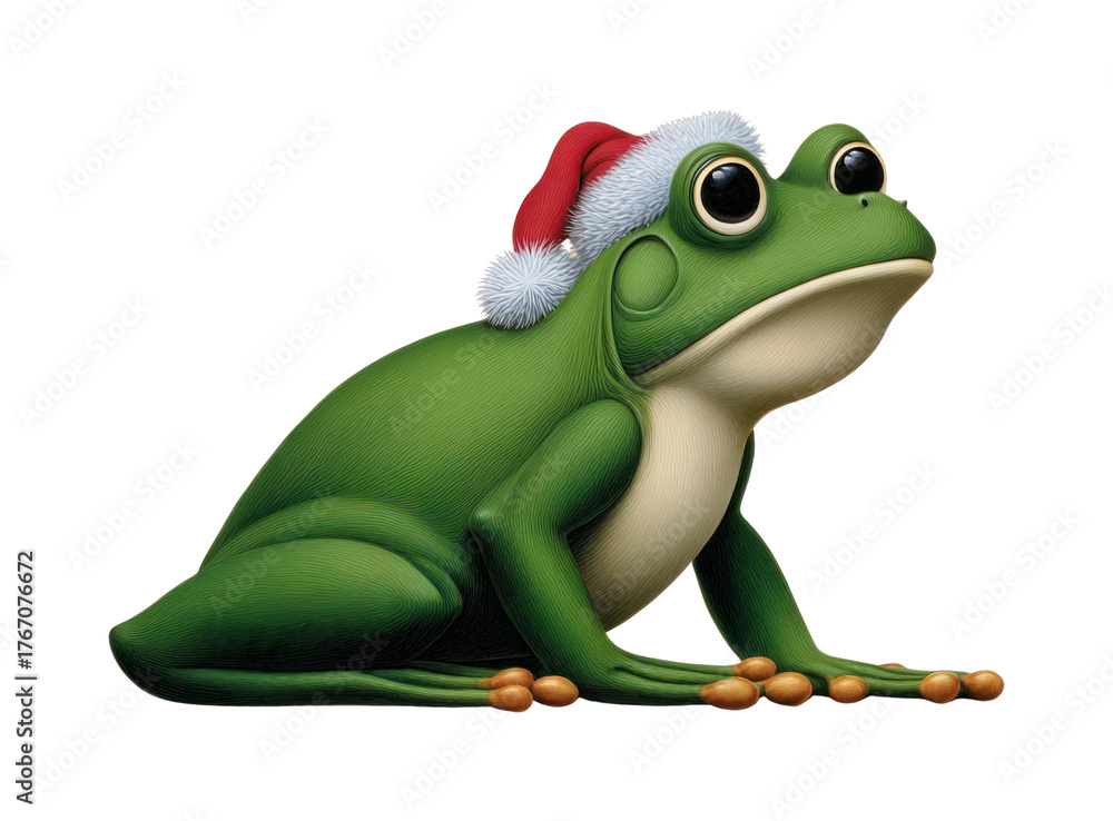 Fototapeta premium PNG Festive frog wearing Santa hat