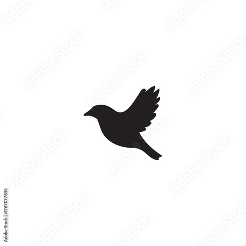 Sparrow silhouette vector with white background