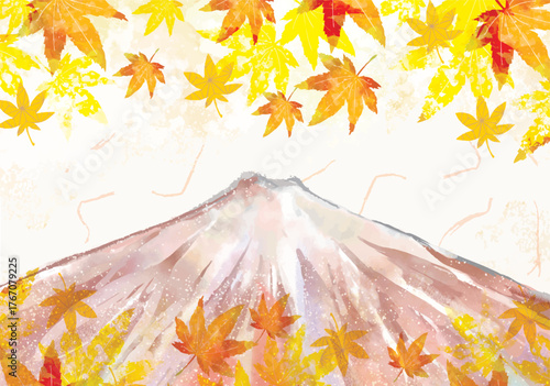 富士山, アブストラクト, 秋, 赤富士, 日本, 紅葉, 枯れ葉, 落ち葉, 葉, 植物, 鶴, 和風, 和柄, 鳥, 風情, 世界遺産, 景色, 山, おしゃれ, 赤, 自然、麻の葉、柄、年賀状、美しい、