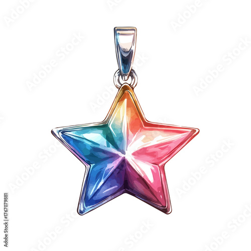 Star Pendant, watercolor drawing vector, isolated on a white background.
