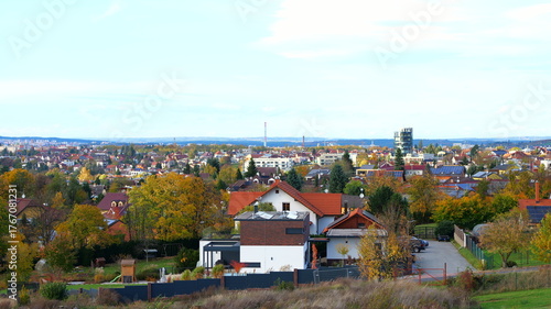 Wallpaper Mural Suburban houses with red tile roofs are visible. Ideal for illustrating real estate or neighborhood concepts Torontodigital.ca