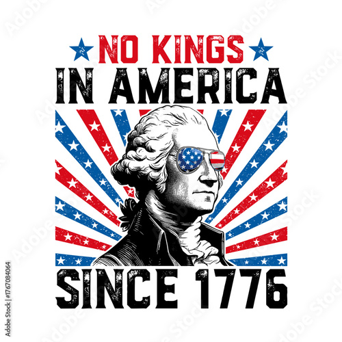No Kings in America Since 1776 Distressed USA Flag Vintage