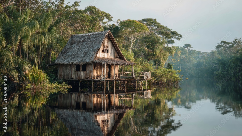 Obraz premium house on the water in the Amazon