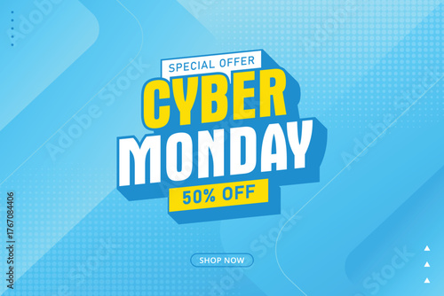 Cyber Monday sale banner template for business promotion vector illustration