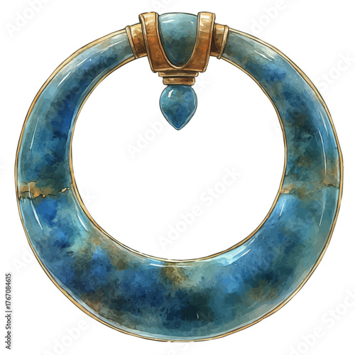 Septum Ring, watercolor painting vector, isolated on a white background.