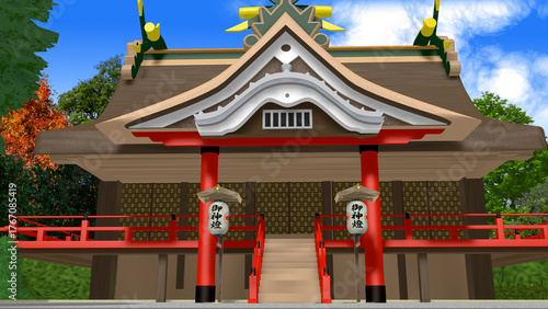 アニメーションの背景に使える『海の見える神社』
アニメーションに合わせて多種多様のアングルを準備しました。