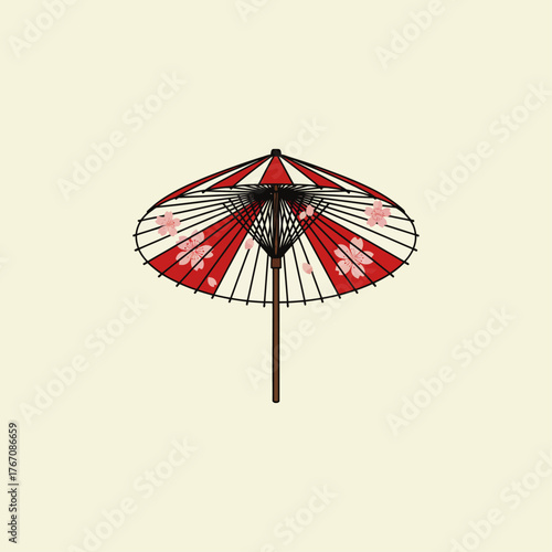 Japanese umbrella icon flat vector design.