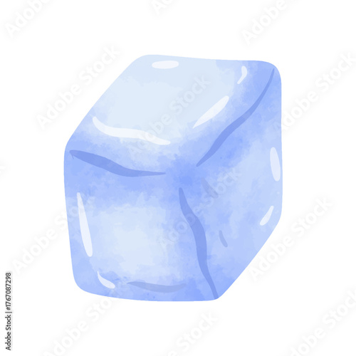 Ice cube vector, ice cube clip art, ice cubes clip art, watercolor painting style, isolated on white background
