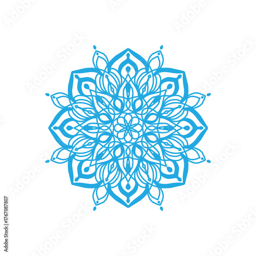 Mandala design in blue. Decorative round ornament. Antique decorative element. Oriental pattern, vector illustration. mandala for Henna, Mehndi, tattoo, decoration.