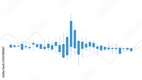 Blue Candlestick Chart Financial Data Visualization Vector Abstract Stock Market Trading Analysis Graph Illustration
