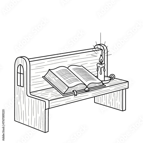 Remembrance on All Saints' Day An Open Book and Candle on Church Altars