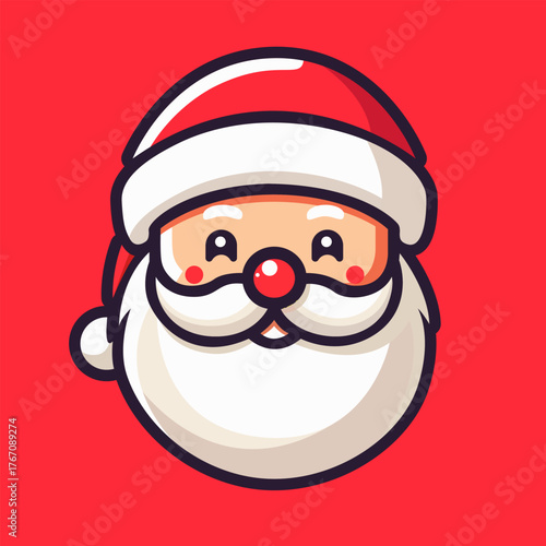 Cute Santa Claus head cartoon character. Christmas Santa Claus faces. Merry Christmas Santa vector illustration for holiday greeting card, poster, banner, icon, logo, decorations. Vector illustration