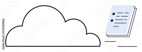 Cloud linked with floating documents symbolizing data storage, online files, and easy access. Ideal for technology, cloud computing, backup, organization, remote work, collaboration file sharing